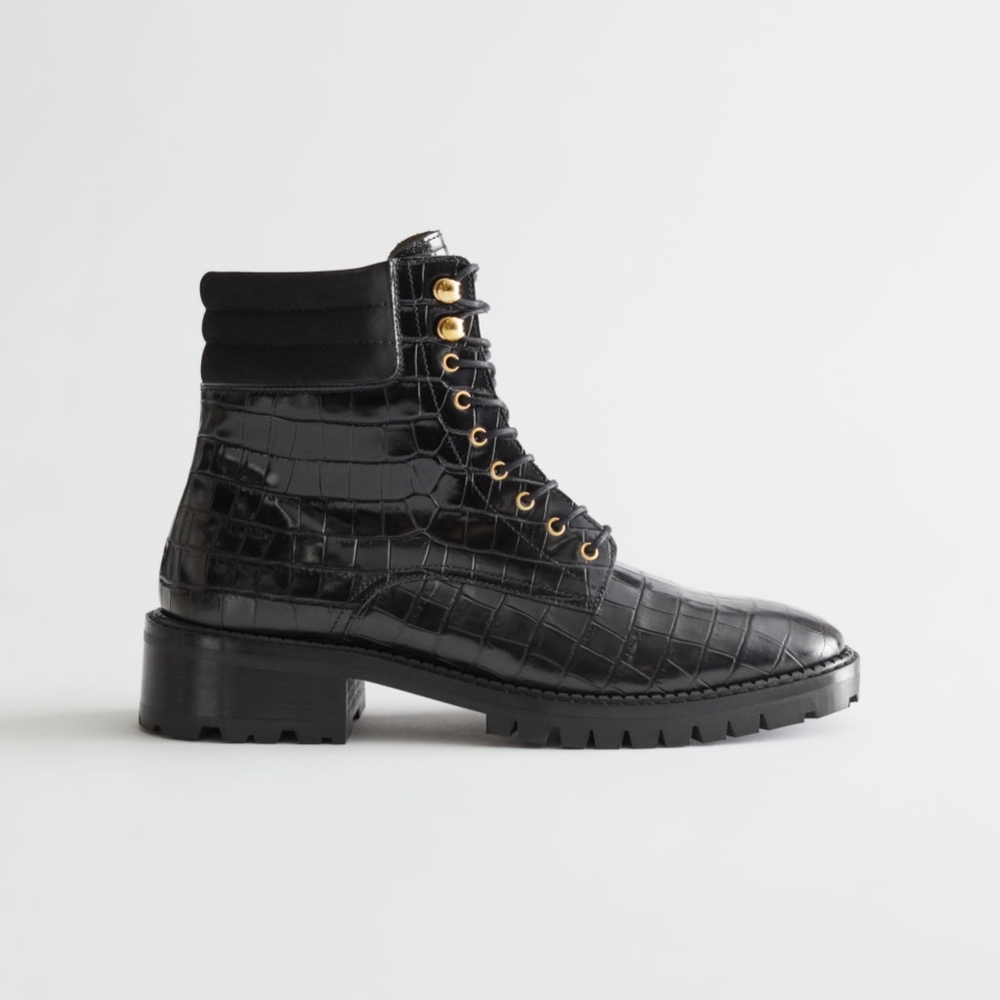 & Other Stories Croc Leather Boots